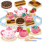 Wooden Tea Set for Little Girls, Birthday Gift for 2-4 Year Old, Play Food Sets for Kids Kitchen Accessories