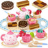 Wooden Tea Set for Little Girls, Birthday Gift for 2-4 Year Old, Play Food Sets for Kids Kitchen Accessories