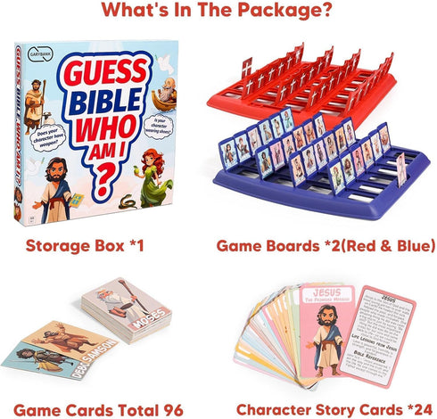 24 Garybank Guess Bible Who Am I Games for Kids, Holy Bible Characters with Life Story & Verse Cards, Bible Trivia