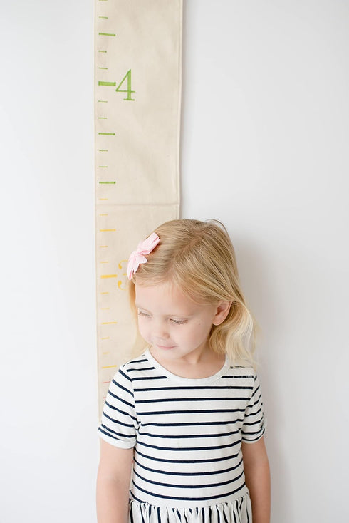 White Loft Rainbow Canvas Family Height Chart Ruler - Children's Growth Tracker for Nursery Wall - Kids Room Decor
