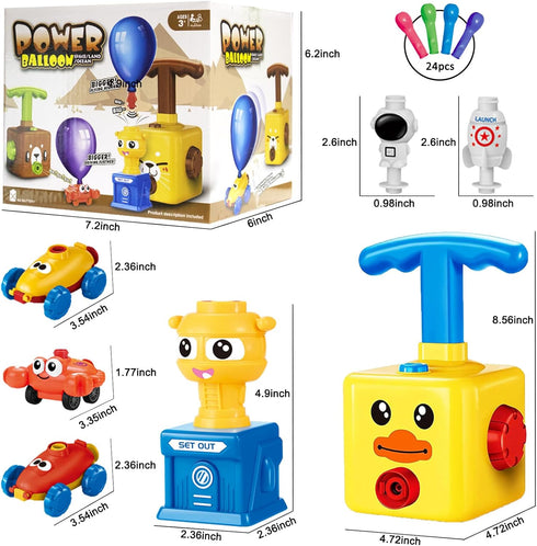 WISHDIAM Set, Balloon Launcher Toy Balloon Powered Cars, Creative Inflatable Pump Racing Car, Scientific Experiment