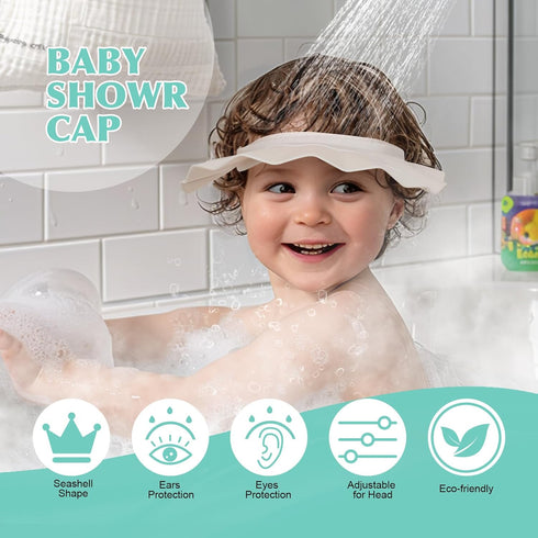 KOLAHOL Baby Shower Cap Hat Soft Adjustable Bath Head Cap Visor for Washing Hair Safe Shampoo Shower Bathing Protection