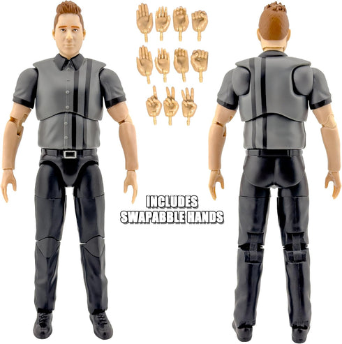 Deluxe Articulated Dark Gray Referee Figure for Wrestling Collectors