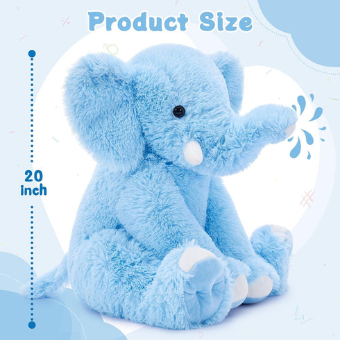 MorisMos Blue Elephant Stuffed Animal, Soft Plush Toy for Girls & Boys, 20 Inches