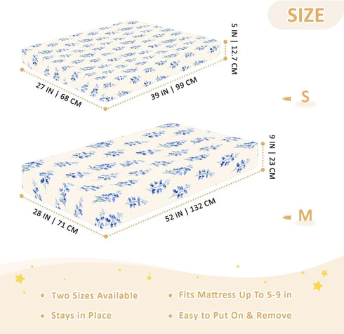 miaozhen 1 Pack 52x28 Cotton Crib Sheets for Baby Boys Girls Soft Comfy Cute Cartoon Grassland Lavender Muslin Crib