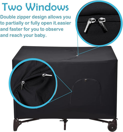 Eubeneortho Pack Crib Blackout Cover for and Play,Breathable Blackout Tent for Travel Crib,Portable Stretchy Baby