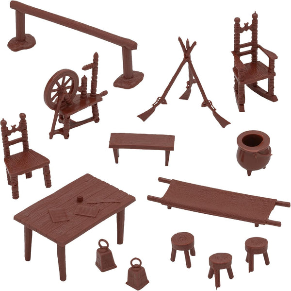 BMC Classic Marx Colonial Furniture - 14pc Plastic Playset Accessories Parts Pack