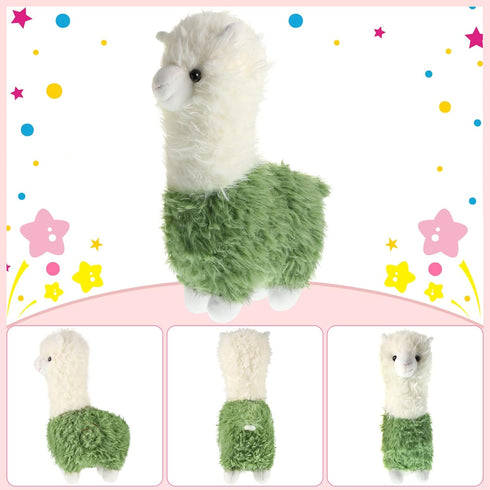 2 Pieces Llama Stuffed Animal, 10 Inches Cute Alpaca Plush Toy Gifts for Girls Boys Birthday, Green and Pink