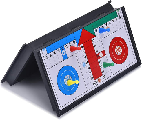 Set 9.84 Inches Magnetic Ludo Board Game with Folding Board Classic Travel Games for Kids and Adults