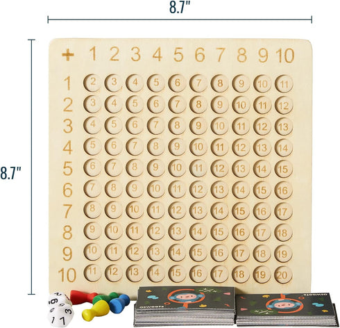 Asweets 2 in 1 Wooden Montessori Board Game - Educational Math Table Game for Addition and Multiplication, Double-Sided