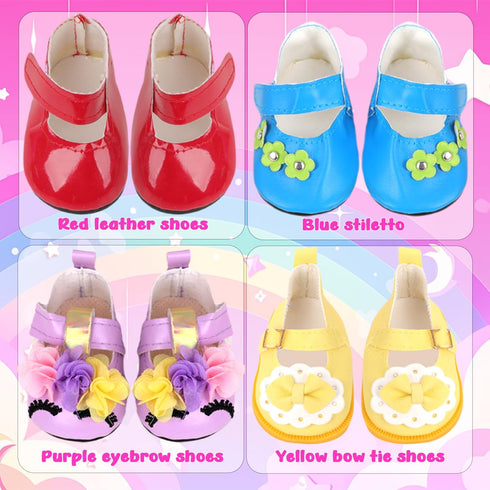 18-Inch 5 Sets 2 (8 Set 3-10 MSYO Doll Clothes & Accessories Kit: Pre-Styled Outfit + Pairs of Shoes Styles Available)