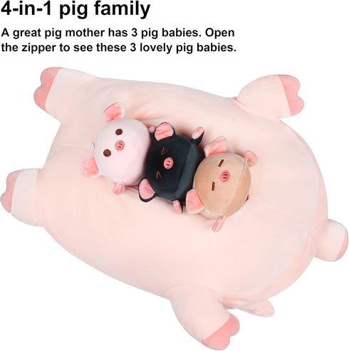 Mommy 19.6 3 Plush,4 Achwishap Pig Stuffed Animal with Pig Babies PCS Cute Pig Plushie Pillow,Kawaii Plush Toys Soft