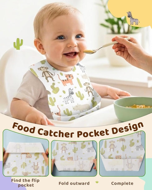 Packaged, 20/50pcs Lictin Disposable Baby Bibs, Individually Hygienic and Convenient for Toddler, Baby Travel