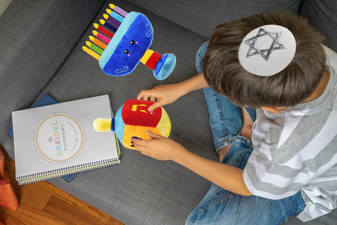 2 Plush Hanukkah Menorah & Plush Dreidel Toy Musical Menorah Plays Classic Hanukkah Melodies Includes Removable