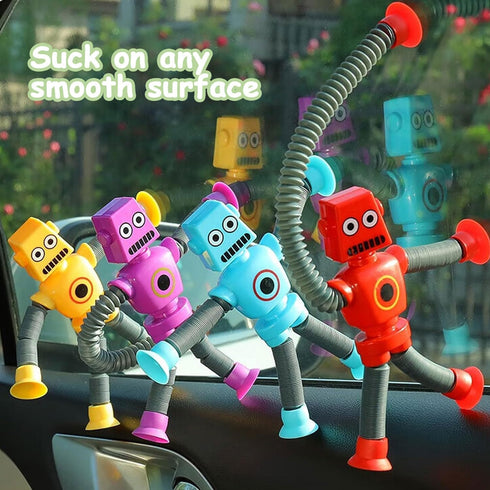Pop Tubes Robot Toys Fidget Toy 8 Packs Telescopic Suction Cup Robotics Toys Autism Sensory Toys for Toddlers Boys Girls Party Favors (8 pcs)