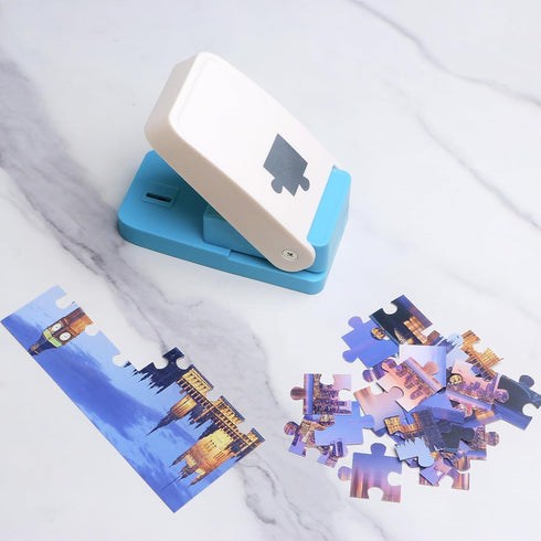 Puzzle Punch DIY Jigsaw Puzzle Piece Cutter - Personalized Custom Photo Puzzle Making Tool (Cerulean Blue)