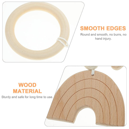 Toddmomy 4Pcs Baby Gym Wood Toys, Wooden Hanging Toy Activity Pendant for Nursery Decor