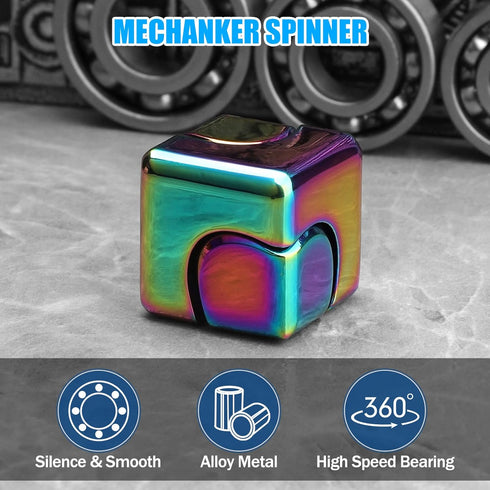 Umnodobn 2-in-1 Infinity Gear Fidget Cube Spinner for Kid Adult, Transformable Spinning Top Metallic Fidget Toys