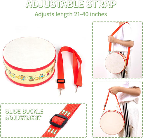 Set 3-5, Kids Drum with Adjustable Strap: Toddler Musical Instrument for Ages Wearable Drum Kit with Drumsticks