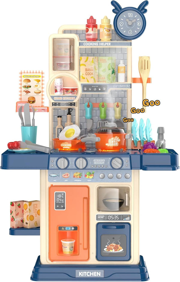 Play Kitchen for Toddlers, Kids Kitchen Playset Toddler Girl Toys with Cooking