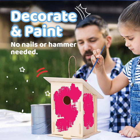 12 Set 3 2 Neliblu DIY Wooden Bird House Kits - Creative Arts and Crafts for Kids and Adults - Unfinished Wood