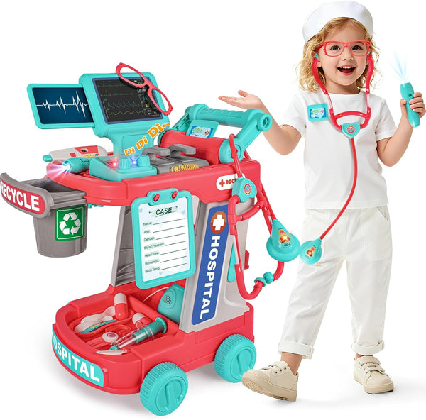 Doctor Kit for Kids, Pretend Play Medical Toy Doctor Cart, Doctor Toy