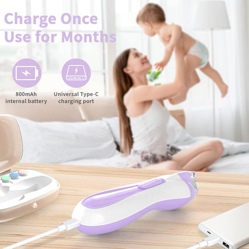Set 7 Baby Nail File Electric Baby Nail Care with LED Light, Baby Nail Clipper Electric for Newborn/Infants/Adults