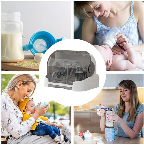 Bavokon Baby Bottle Storage Box - Dustproof Baby Bottle Drying Rack with Removable Drip Tray, Babys Bottles Stand