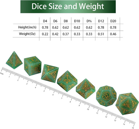 LUCKY-M DND Dice Set - Polyhedral Black Dice with Case for Dungeons and Dragons RPG Gift (Green)
