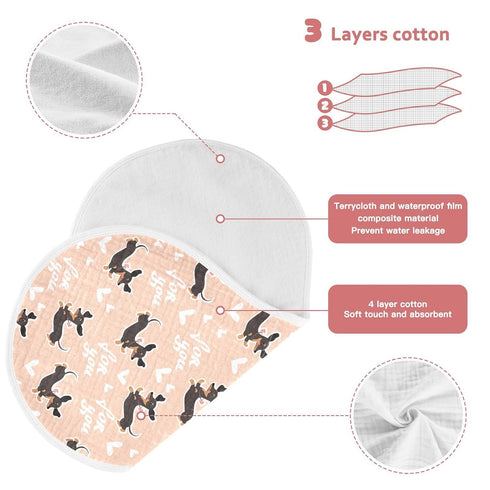 KICPOAY 2 22 11 Inch Muslin Baby Burp Cloths, Cute Dachshund Dog Muslin Baby Rags Comfy Soft Absorbent in for Newborn