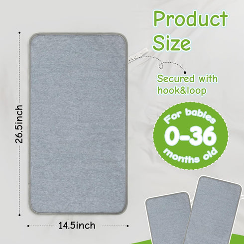 RAINFLOW Liner,2 Pack Waterproof,14.5"x 26.5" Portable Changing Pads - Changing Table Reusable Changing Pad Cover