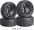 Hobbypark 1/10 Scale Off Road Buggy Tires & Wheel Rims Set (4-Pack) with 12mm Hex Hubs and Foam Inserts