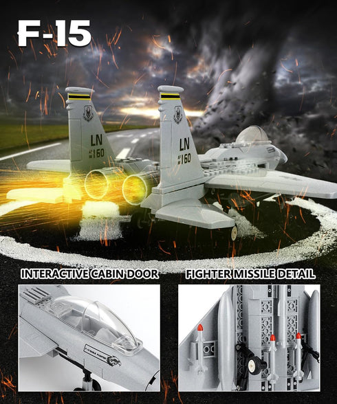 YYKNGYI F15 Set- (223 Fighter Military Army Airplane Building Compatible with Lego Planes and Jets, Gifts