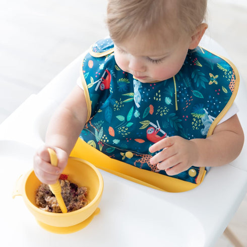 Bumkins Silicone Bibs for Baby and Toddler 6-24 Mos, Essential Must Have for Eating, Feeding, Long Sleeve with