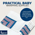 100% 30x40 6-Pack Linteum Textile Supply Hospital Receiving Blankets for Newborns Cotton, in, White w/Teal & Pink
