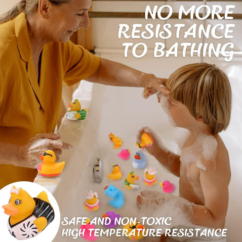 50 Pack Summer Rubber Ducks for Kids Bath Toys and Jeep Ducks for Ducking, Rubber Ducks in Bulk for Kids, Baby Showers