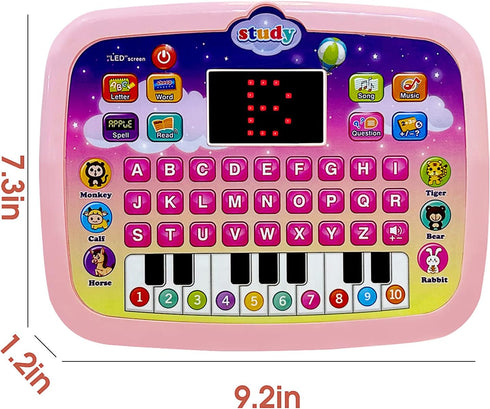 Kid Tablet Toddler Learning Pad, Interactive Educational Toy with Screen for Boys & Girls 3+ (Pink)
