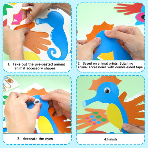 HAPMARS Animal Paper Art Craft Kit for Kids, 16 pcs Make Your Own Craft Projects for Boys Girls Age 3-8