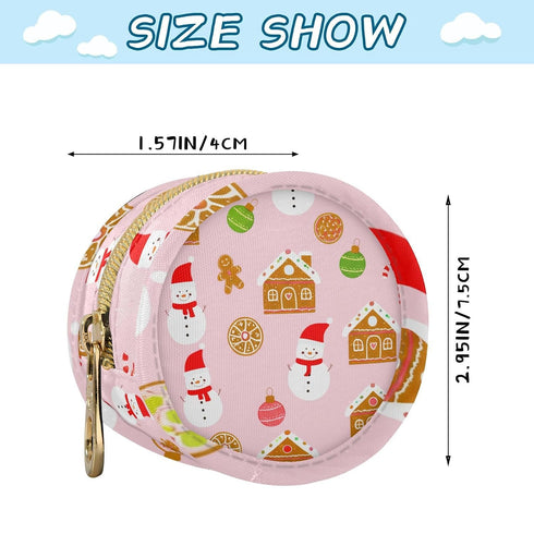 Christmas Ginger Cookies Round Pacifier Storage Case with Zipper, Portable Pacifier Case for Travel, Diaper Bag