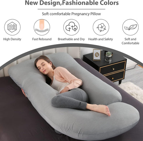 BATTOP Pregnancy Pillows for Sleeping,Full Body Maternity Pillow with Cooling Cover,Support for Back,Hips,Legs,Belly