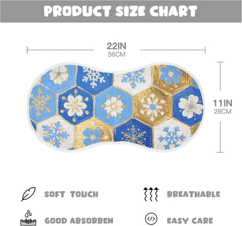 tplaotee 22x11in Merry Christmas with Blue and Gold Snowflakes Cotton Neutral Burp Cloths Good Absorbent? Baby wash