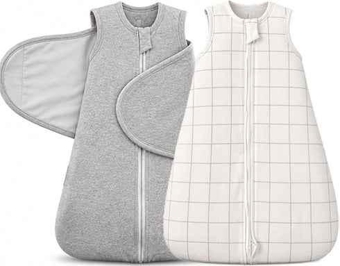 Baby Swaddle Sleep Sack Set (2-Pack), Adjustable Zipper Newborn Swaddle + Wearable