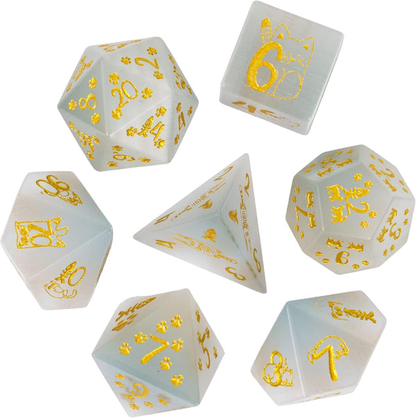 UDIXI Gemstone Dice Set | 7PCS Stone DND Dice with Gift Case for Dungeons and Dragons & MTG