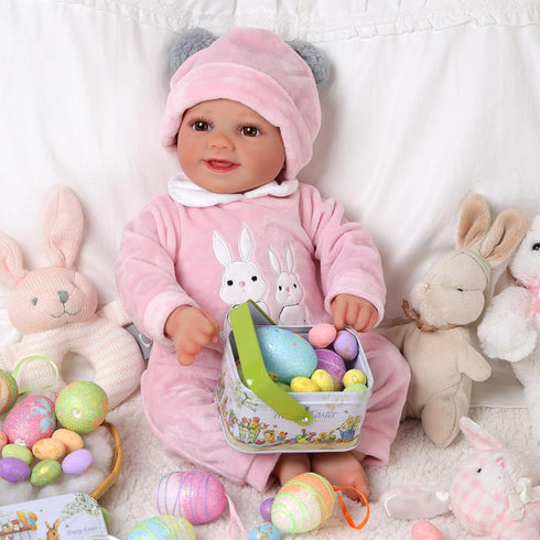 BABESIDE 2 Pcs Reborn Baby Doll Clothes with Hat for 17-22 Inch Baby Dolls, Cute Bunny Pattern Outfits