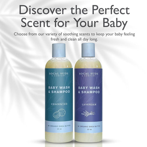 2 Pack 12oz SoCal Suds & Company Baby Body Wash & Shampoo with Shea Moisture for Sensitive Skin, Bath & Hair Products