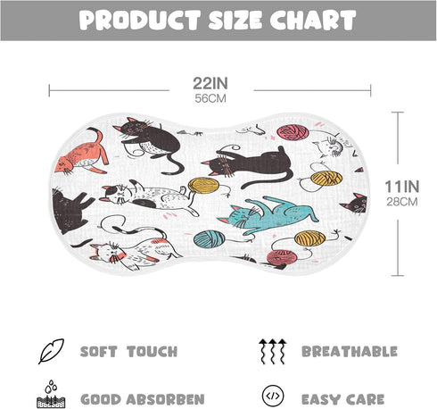 YETTASBIN Cat Muslin Baby Burp Cloth, Super Soft Absorbent Cotton Burp Rag Baby Bibs Feeding Cloth for Newborn Boys