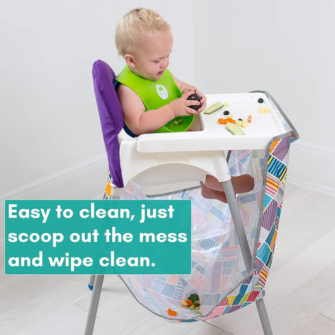 Mumma's High Chair Food Catcher for Babies & Toddlers, Wipeable & Washable | Little Helpers (Rainbows)