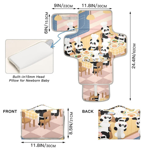 SyXIOP Cartoon Penda Chef Yellow Reusable Baby Pee Pads with Tissue Pocket Changing pad for Changing Table Infant