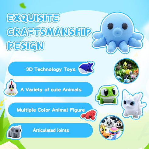 YoukkbbL 50 3D Set, 3D Pcs Mini Printed Animals Figurines Printed Toys for Kids, Easter Basket Stuffers for Boys