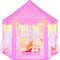 Pink Princess Tent for Girls, Kids Playhouse with LED Star Lights, Indoor Outdoor Castle Tent, 55×53 Inches